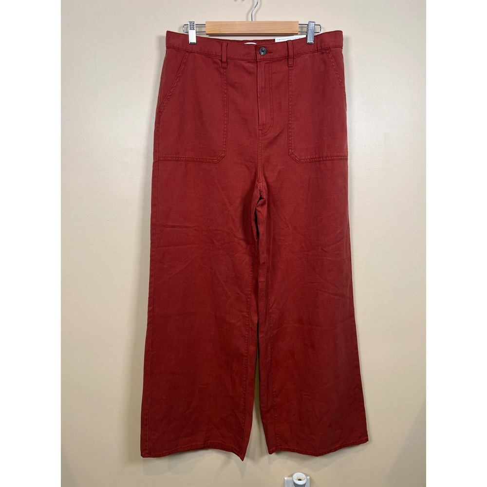 a.n.a Highest Rise Wide Leg Pants 14 Brown Wide Leg Utility Pocket Boho NWT